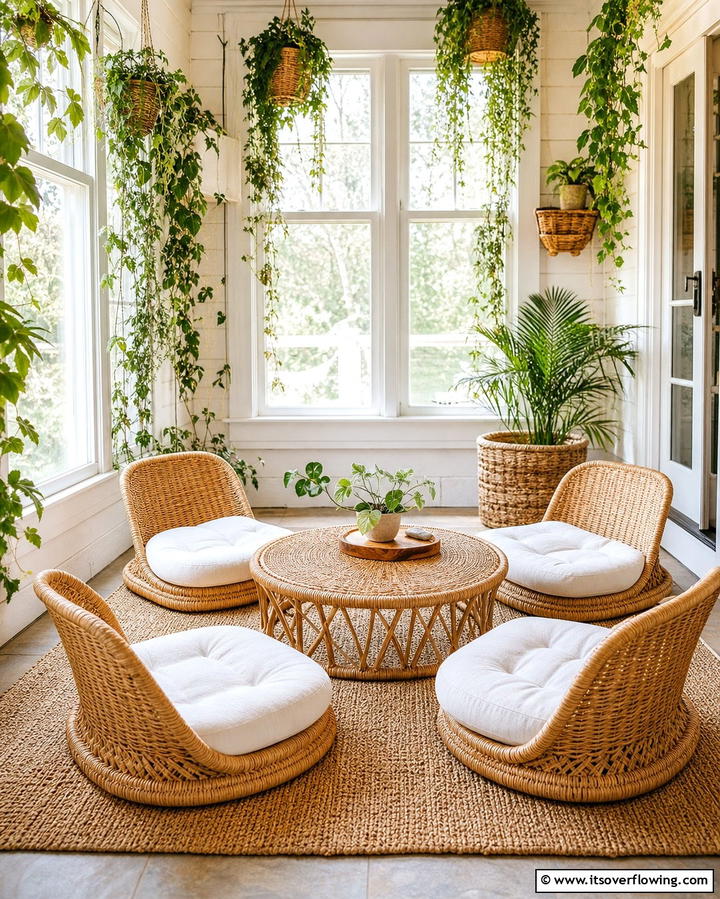 Rattan Floor Chairs - 25 Floor Seating Ideas for a Relaxing Living Space