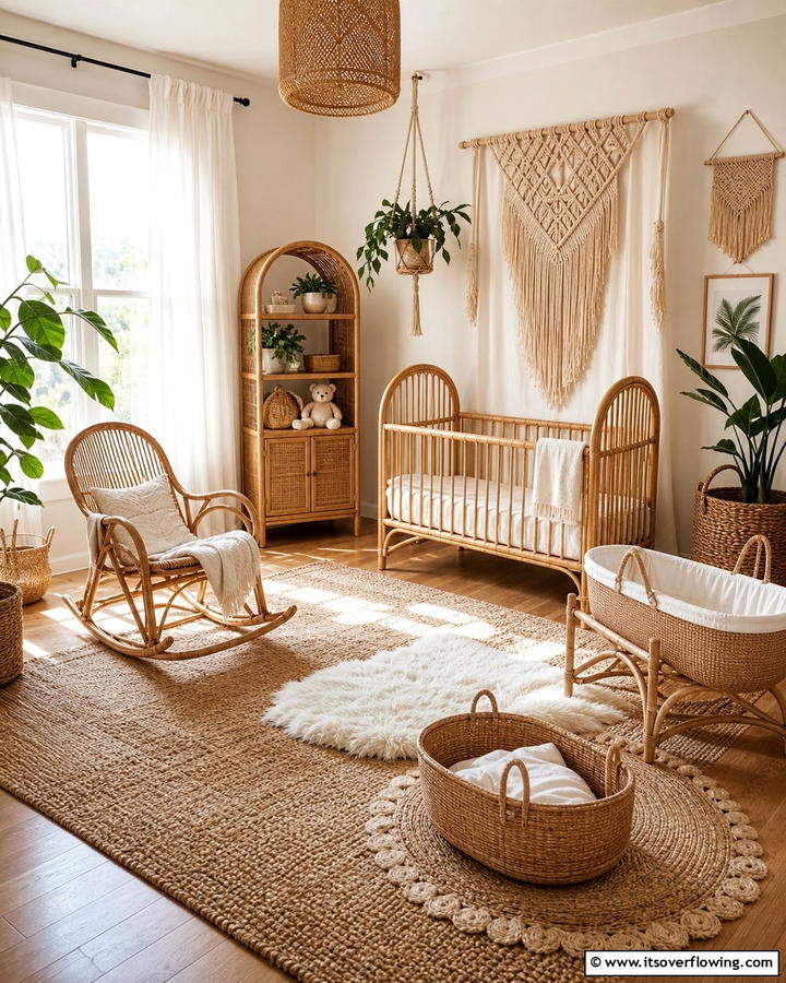 Rattan Furniture Charm - 25 Boho Nursery Ideas for a Cozy and Chic Space