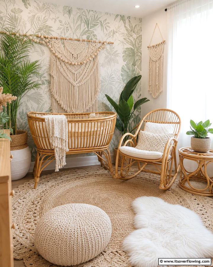 Rattan Furniture Pieces - 25 Boho Nursery Ideas for a Cozy and Chic Space