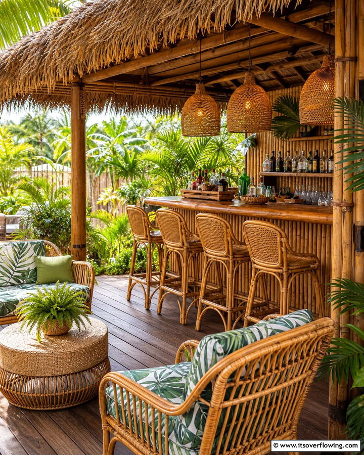 Rattan Furniture for Casual Comfort - 20 Tiki Bar Ideas for a Tropical Backyard Oasis