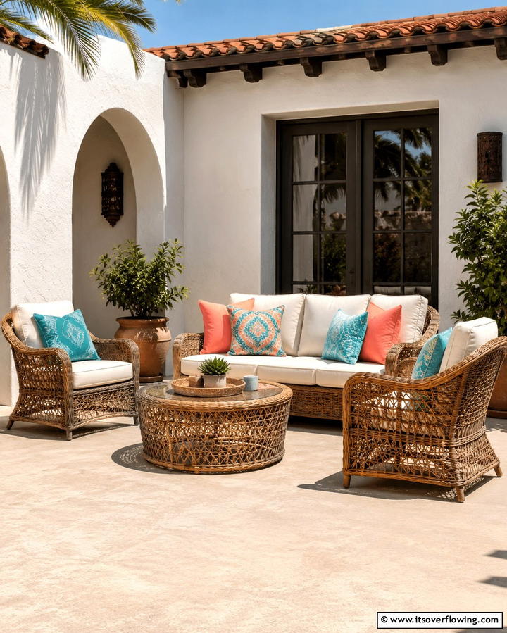 Rattan Furniture for Coastal Charm - 25 Tropical Patio Ideas for a Relaxing Outdoor Oasis