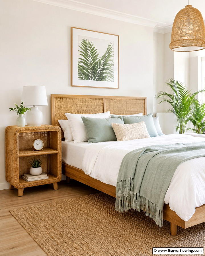 Rattan Nightstands with Open Shelving - 25 Rattan Bedroom Furniture Ideas for a Cozy Look