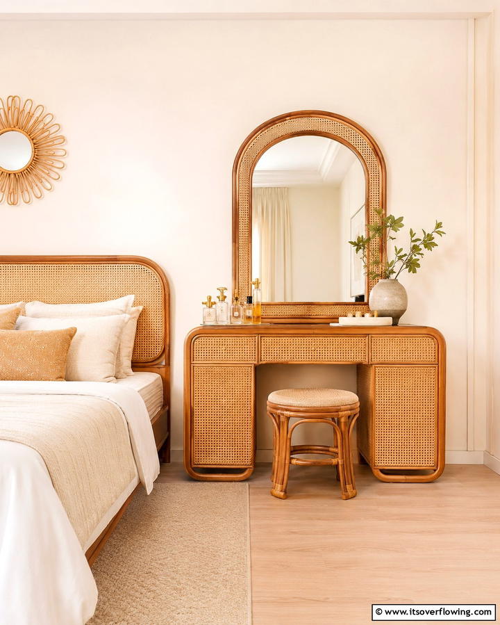 Rattan Vanity Sets for a Chic Touch - 25 Rattan Bedroom Furniture Ideas for a Cozy Look