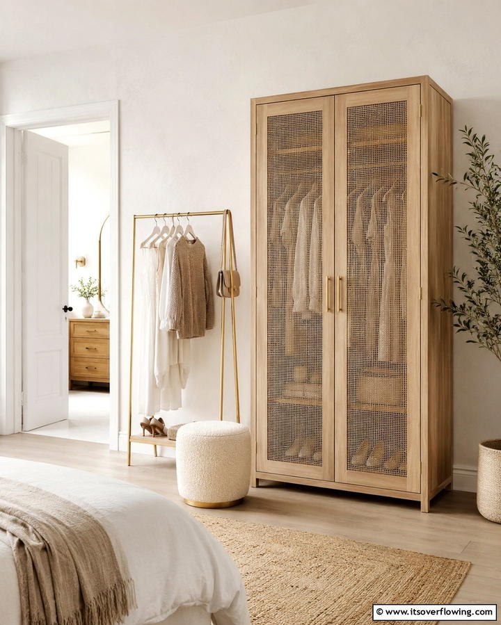 Rattan Wardrobes for Functional Beauty - 25 Rattan Bedroom Furniture Ideas for a Cozy Look