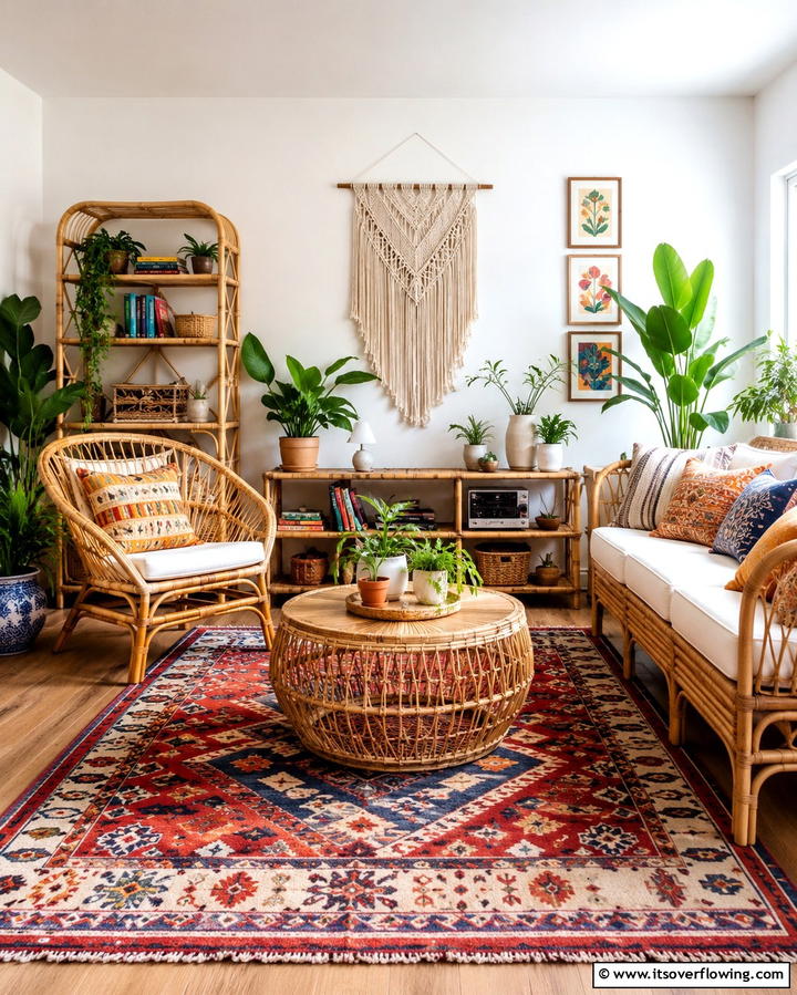 Rattan and Bamboo Furniture - 25 Vibrant Colorful Boho Decor Ideas for Your Space