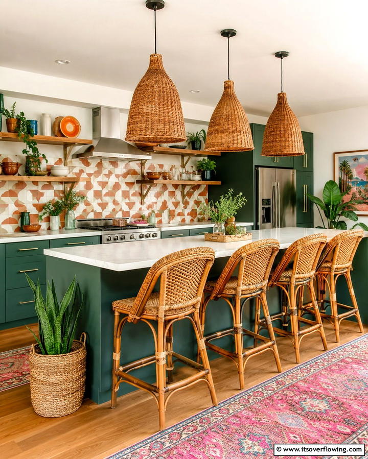 Rattan and Wicker Accents - 30 Retro 70s Kitchen Ideas for a Funky Vintage Makeover