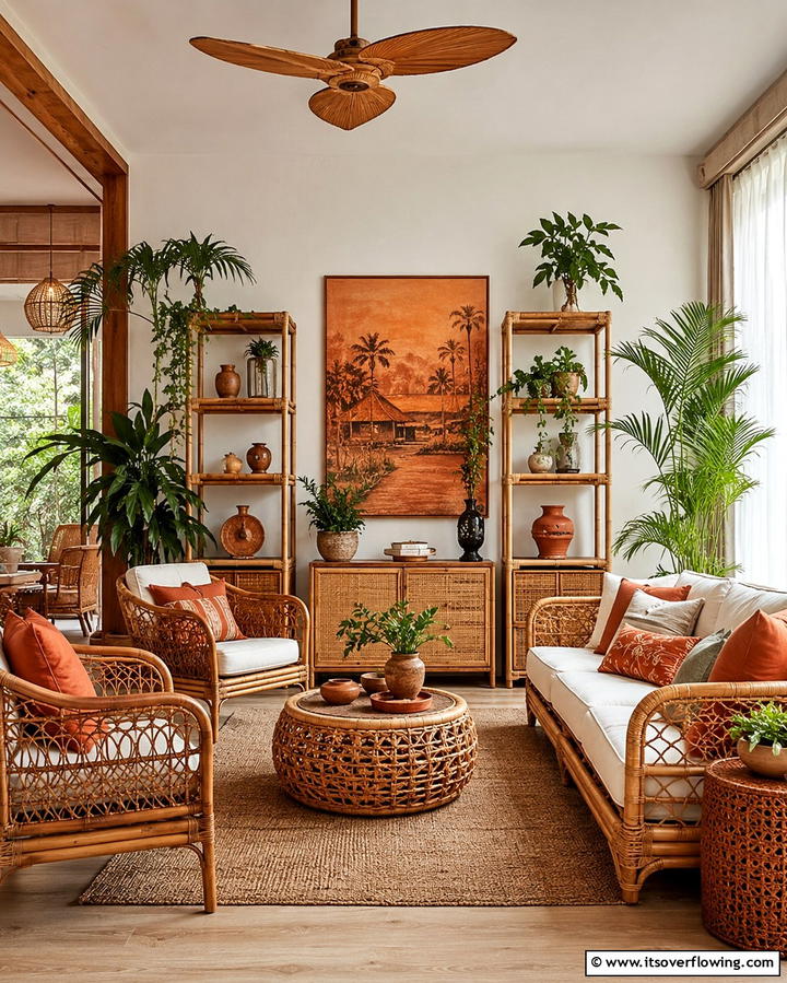 Rattan and Woven Furniture - 25 Asian Living Room Ideas for a Zen Atmosphere