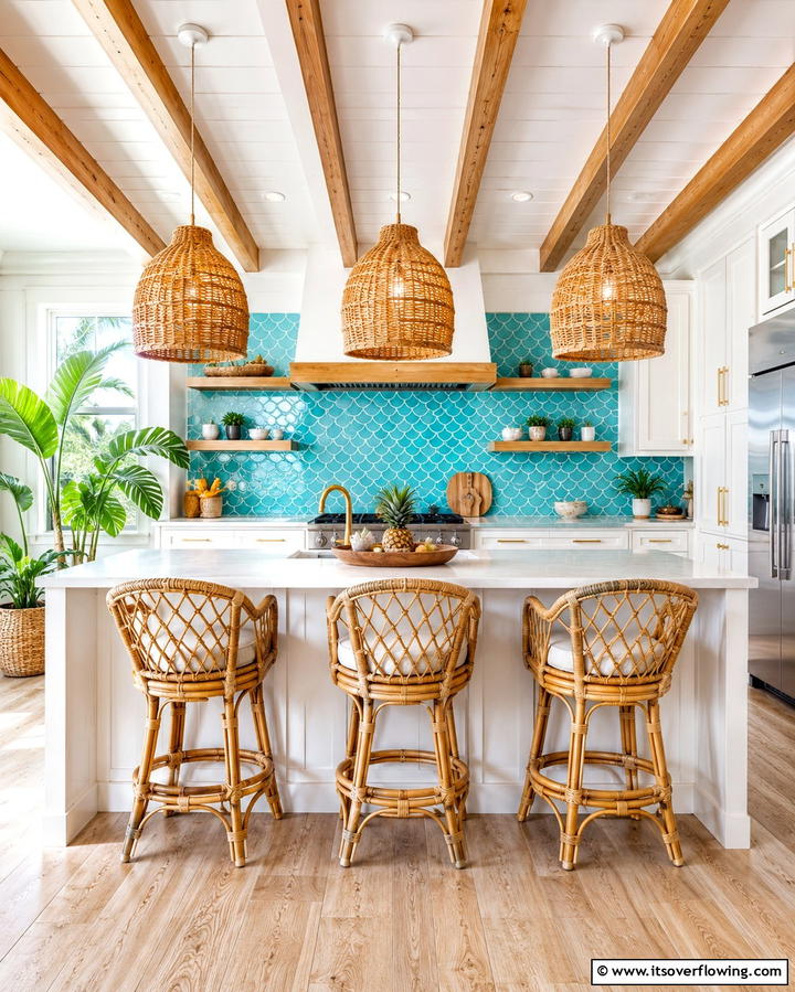 Rattan or Wicker Furniture - 20 Tropical Kitchen Ideas for a Vibrant Look