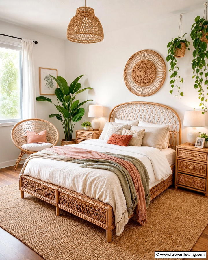 Rattan or Wicker Furniture - 20 Girls Boho Bedroom Ideas for a Chic and Relaxing Space