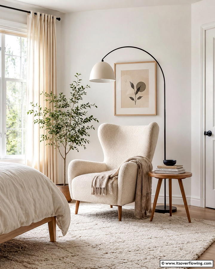 Reading Chair with Lamp - 25 Bedroom Seating Area Ideas for Comfort and Style
