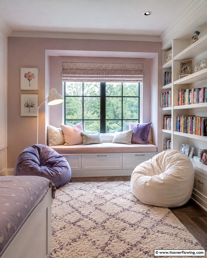Reading Nook Haven - 25 Girl Room Ideas for 10-year-olds- Creative & Fun Designs