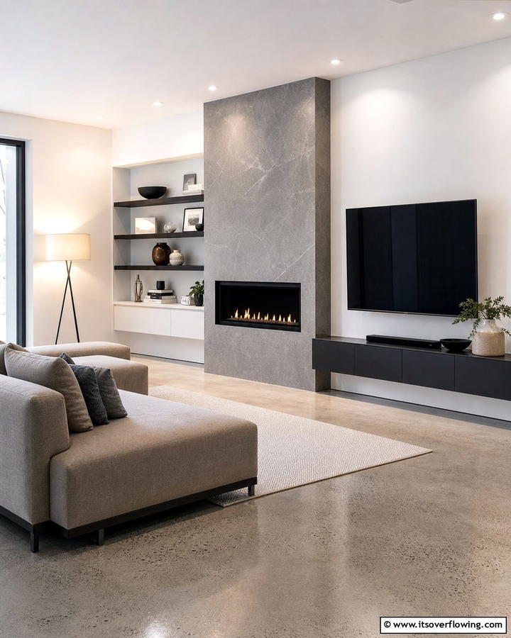 Recessed Built In Fireplace - 21 Modern Fireplace Ideas for Cozy Contemporary Living Rooms
