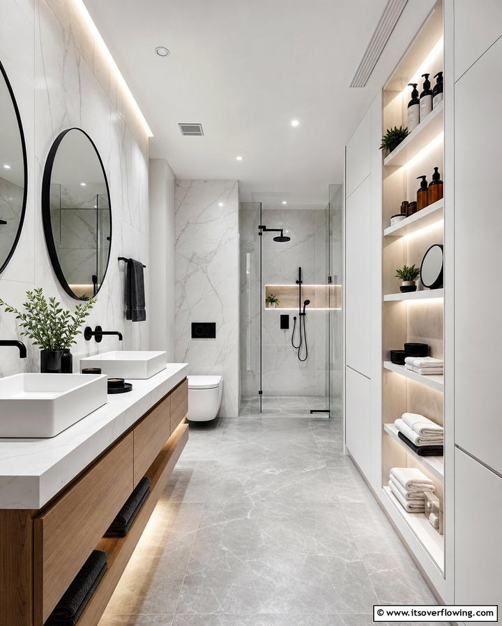 Recessed Cabinets for Seamless Integration - 25 Bathroom Cabinet Ideas for Organized Spaces