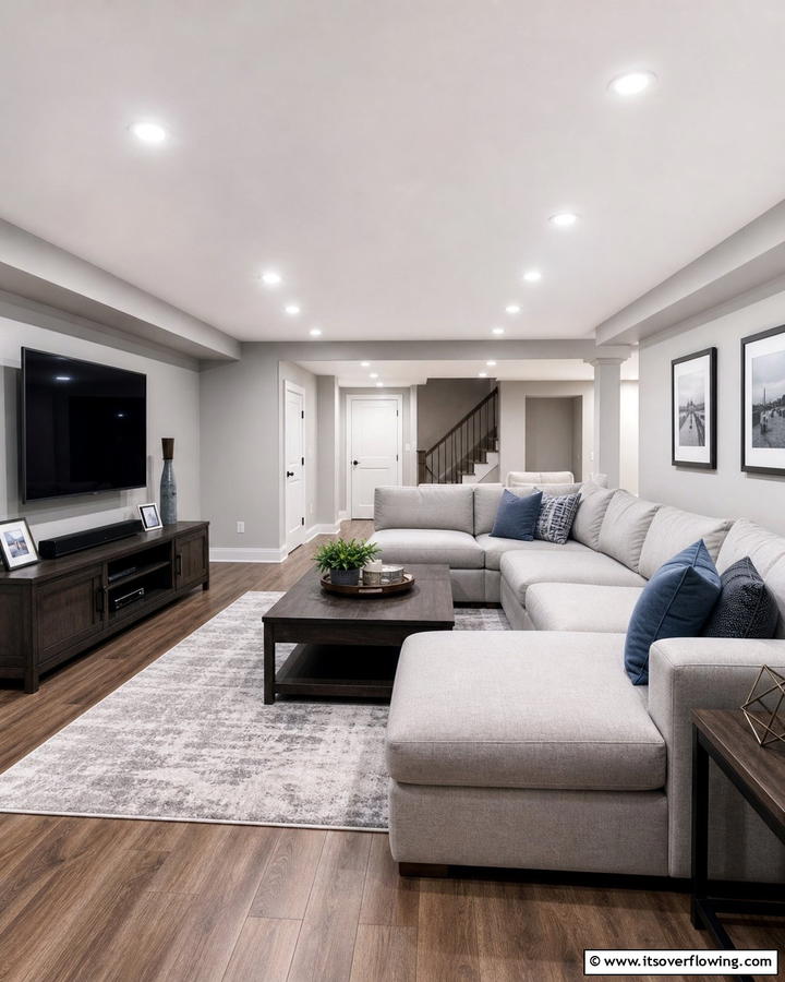 Recessed Ceiling Lights for a Sleek Look - 20 Basement Lighting Ideas to Brighten Your Space