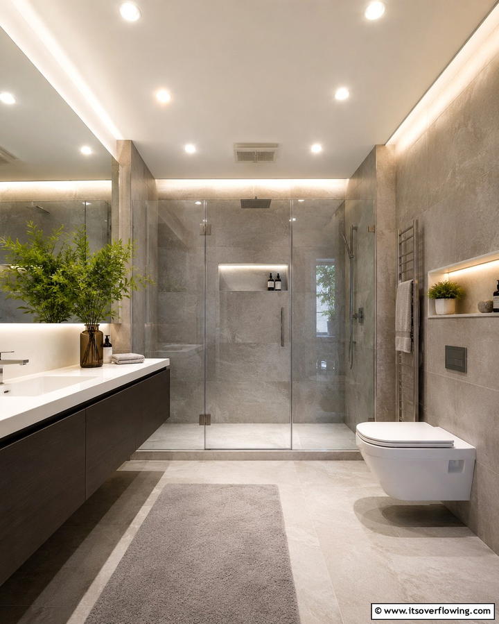 Recessed LED Lighting - 30 Inspiring Bathroom Ceiling Ideas for Modern Homes