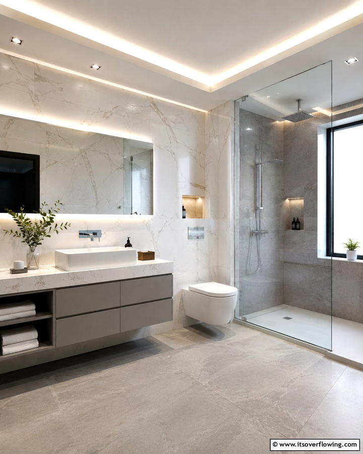 Recessed LED Lights for a Sleek Look - 25 Bathroom Ceiling Lighting Ideas to Brighten Your Space
