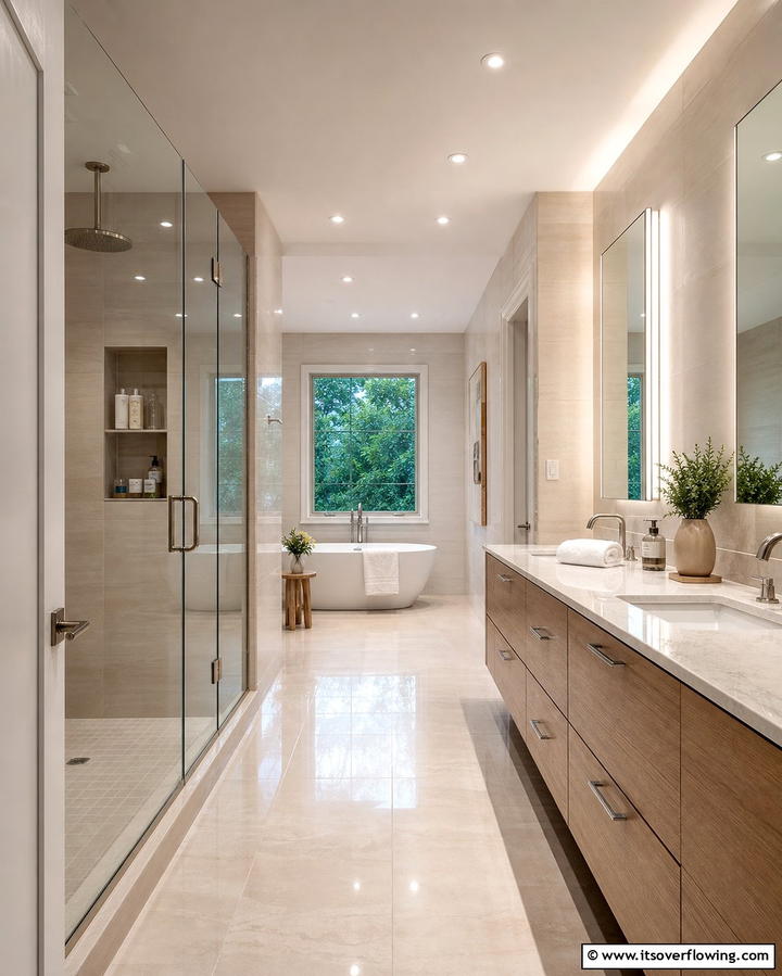 Recessed Lighting for Ambiance - 25 Hallway Bathroom Ideas to Maximize Small Spaces
