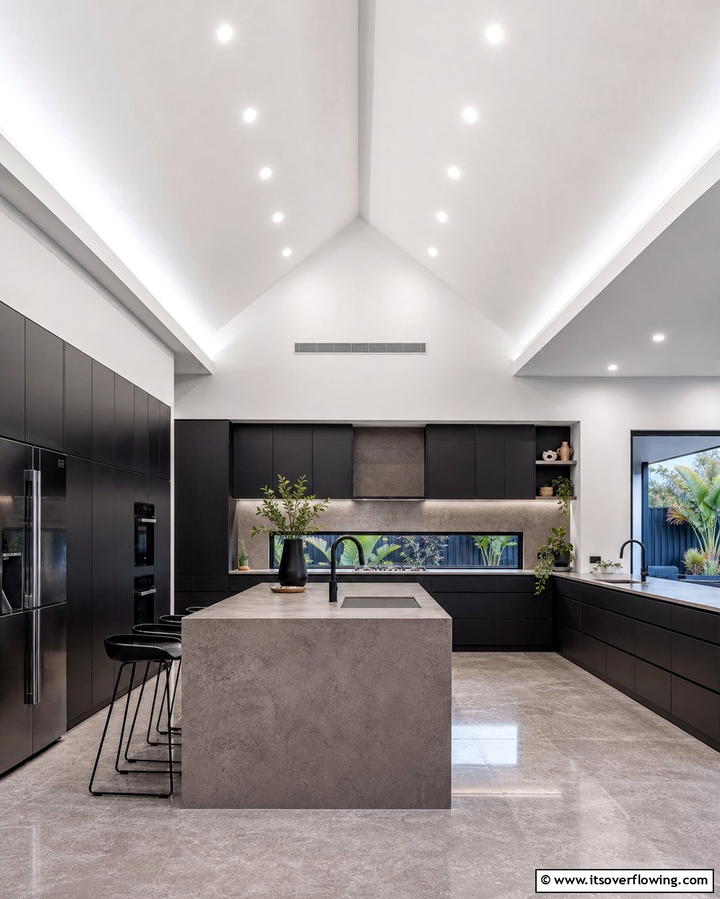 Recessed Lighting for Sleek Illumination - 25 Vaulted Ceiling Kitchen Ideas for a Spacious Feel
