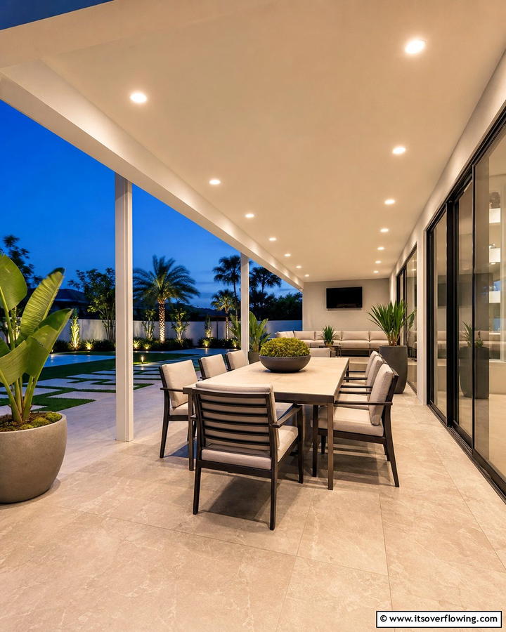 Recessed Lighting for a Clean Look - 20 Covered Patio Lighting Ideas for Outdoor Ambiance