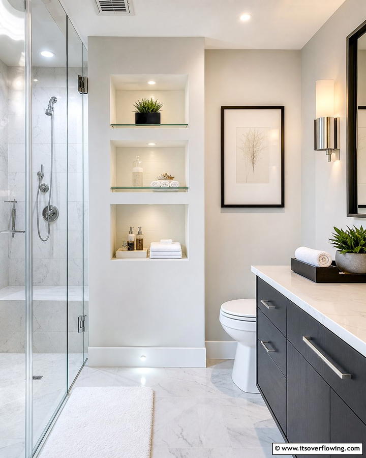 Recessed Shelving - 21 Clever Bathroom Storage Ideas to Maximize Space and Style