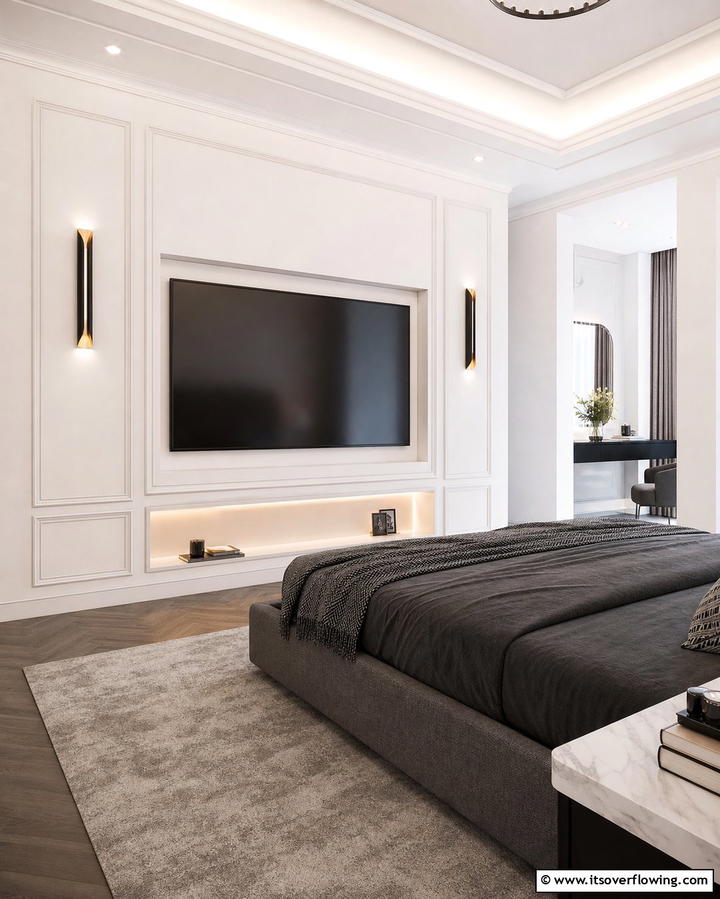 Recessed TV for a Seamless Look - 25 Bedroom TV Ideas for Stylish Entertainment