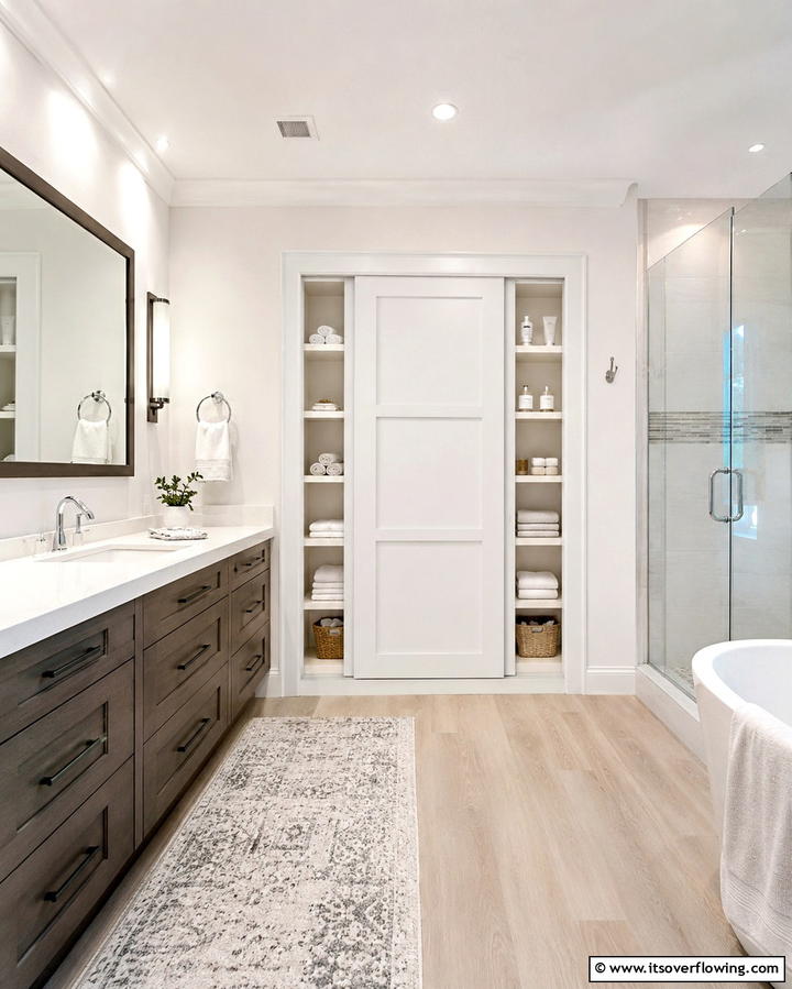 Recessed Wall Closet - 25 Bathroom Closet Ideas to Maximize Storage and Style