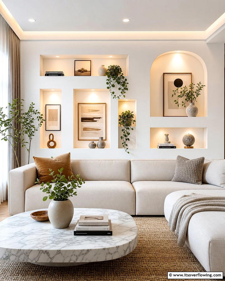Recessed Wall Niches - 30 Living Room Storage Ideas to Declutter Your Space