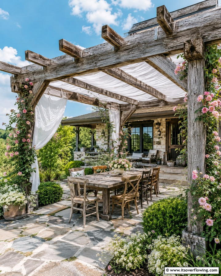 Reclaimed Barn Wood Pergola - 30 Rustic Front Porch Ideas for a Welcoming Entryway