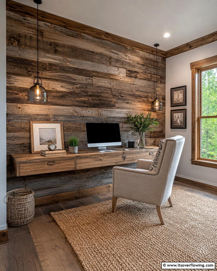 Reclaimed Barn Wood Walls - 30 Rustic Home Office Ideas for a Cozy Workspace