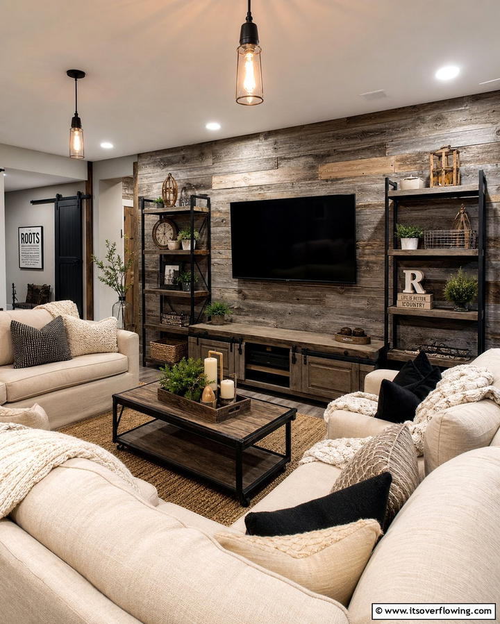 Reclaimed Barnwood for Rustic Elegance - 25 Basement Accent Wall Ideas to Transform Your Space