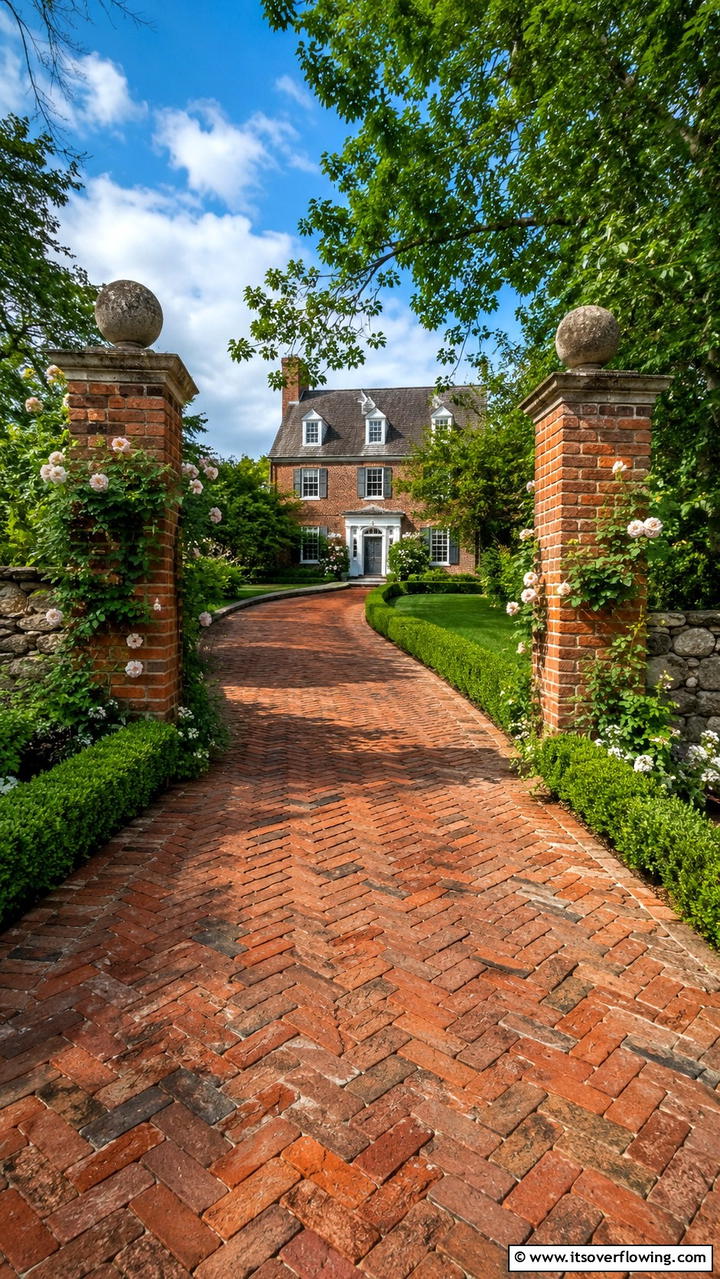 Reclaimed Brick Design - 30 Driveway Entrance Ideas for Impressive Arrivals
