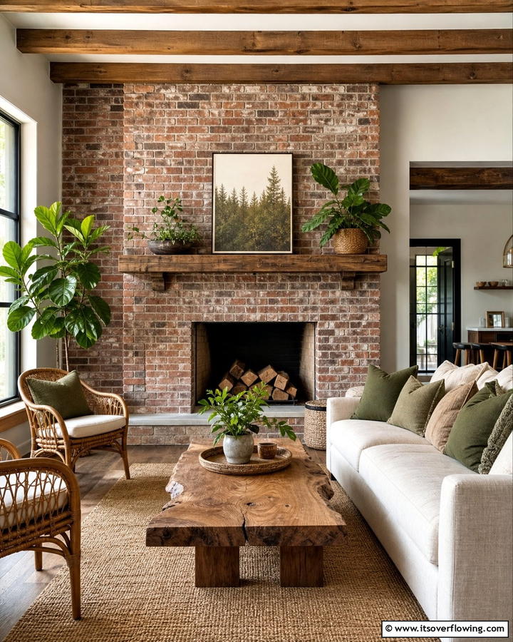 Reclaimed Brick Revival - 21 Rustic Brick Fireplace Ideas for Warm Living Rooms