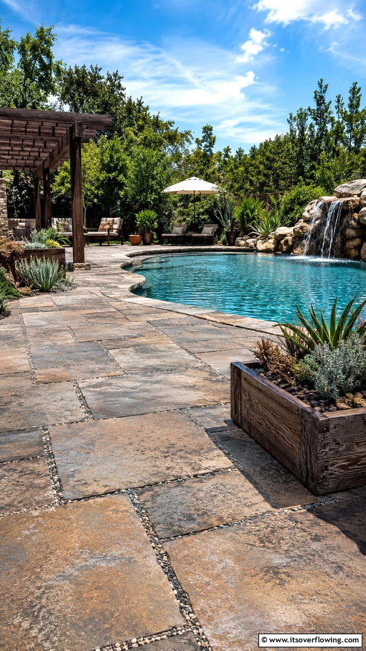 Reclaimed Concrete Look - 30 Concrete Pavers Around Pool Ideas for Durable Style