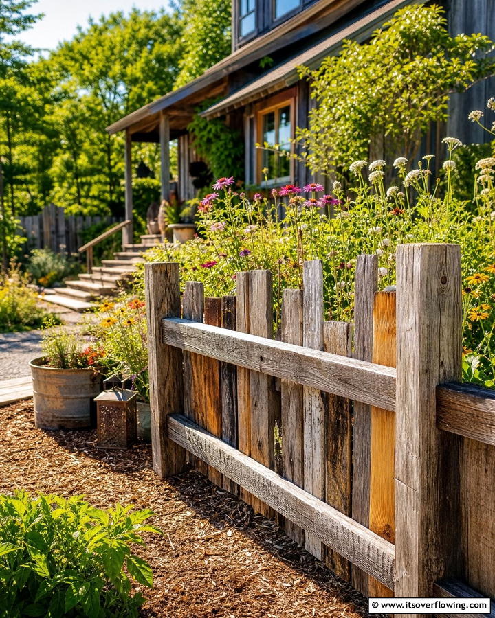 Reclaimed Timber Fence - 21 Front Yard Fence Ideas to Enhance Privacy and Style