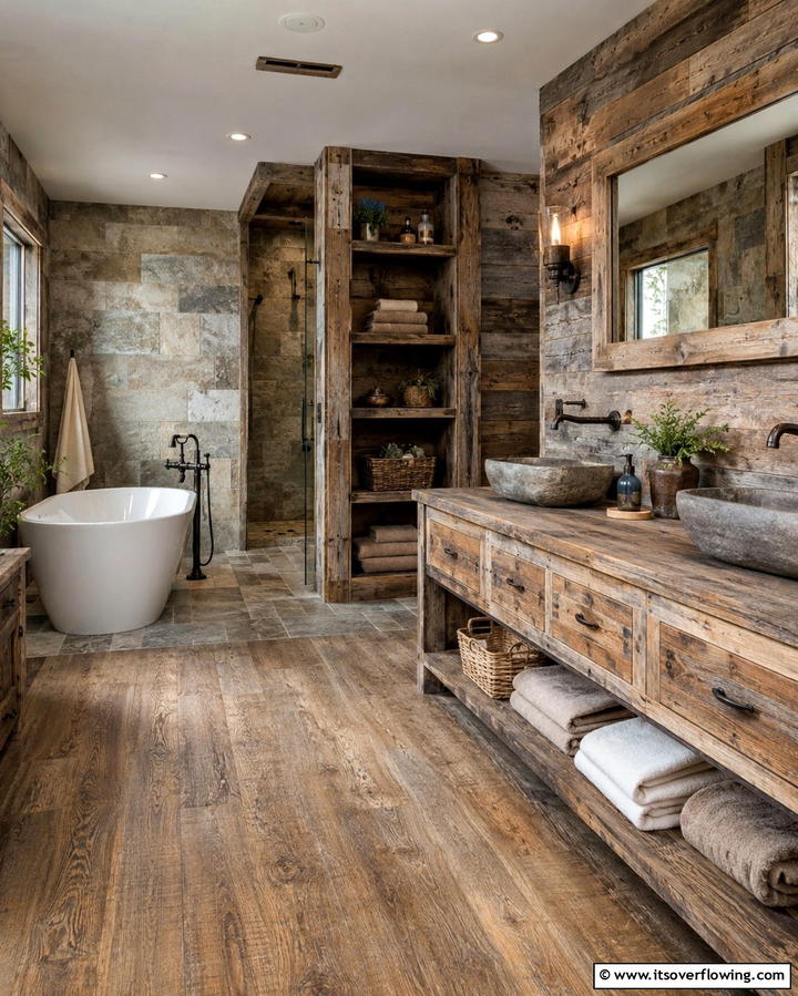 Reclaimed Wood Accents - 20 Western Bathroom Ideas for a Rustic and Relaxing Retreat