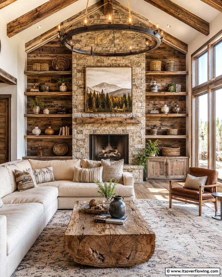 Reclaimed Wood Accents - 30 Fireplace Built-In Design Ideas for Focal Point Spaces