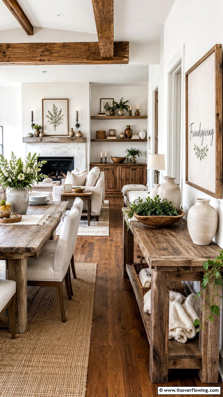 Reclaimed Wood Accents - 30 Friendsgiving Decor Ideas for Festive Gatherings