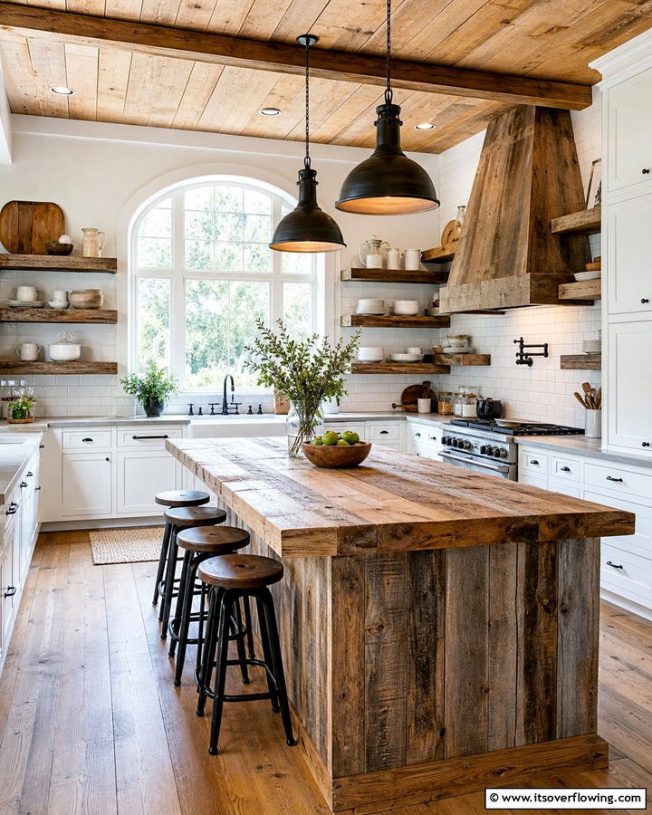 Reclaimed Wood Accents - 21 Farmhouse Kitchen Ideas for a Cozy, Timeless Look