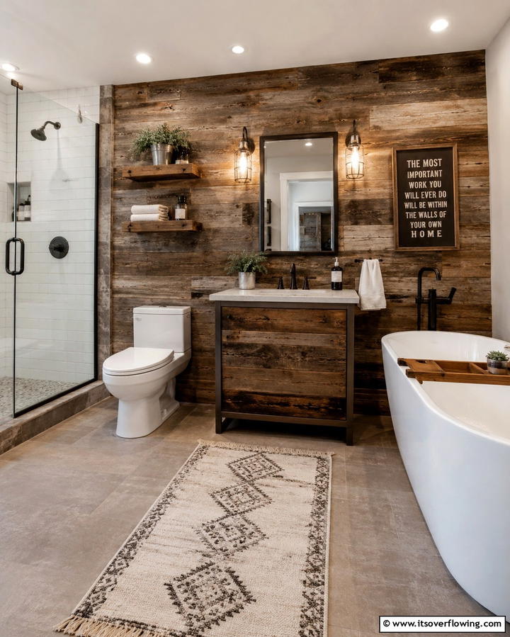 Reclaimed Wood Accents - 25 Industrial Bathroom Ideas for a Bold Look