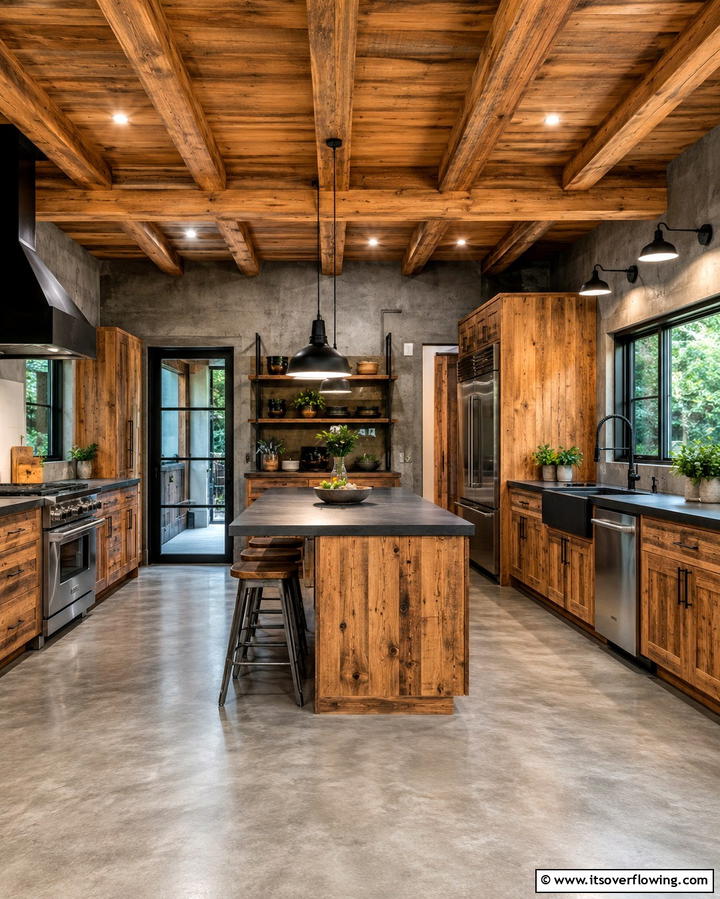 Reclaimed Wood Accents for Warmth - 25 Industrial Kitchen Ideas for a Modern Look