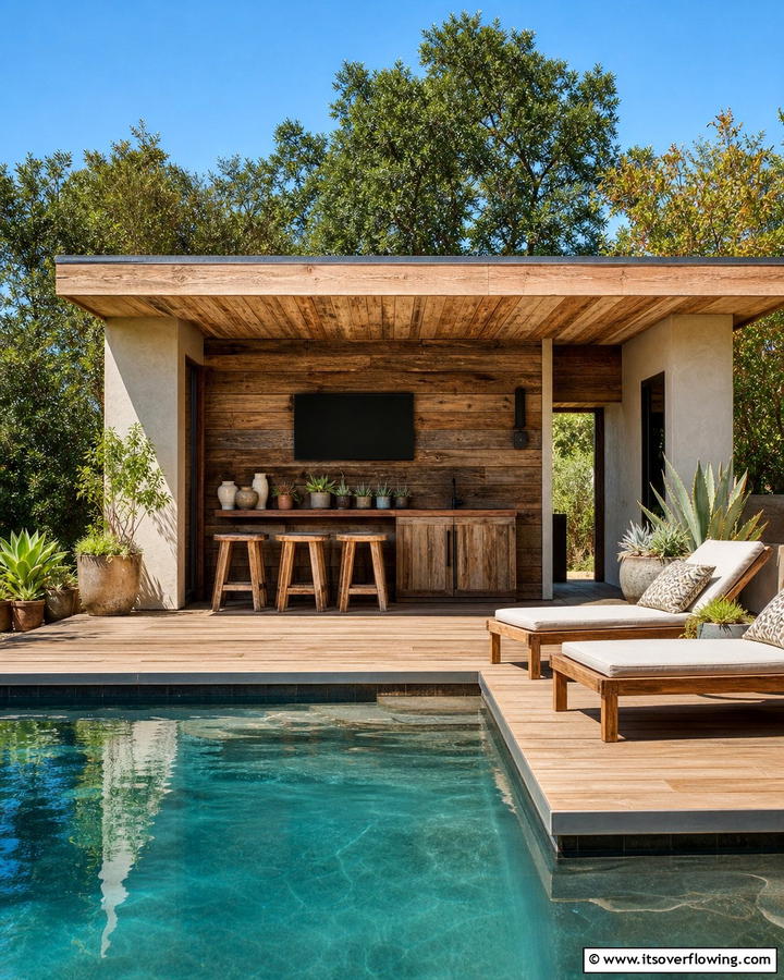 Reclaimed Wood Accents - 20 Rustic Pool House Ideas for a Charming Retreat