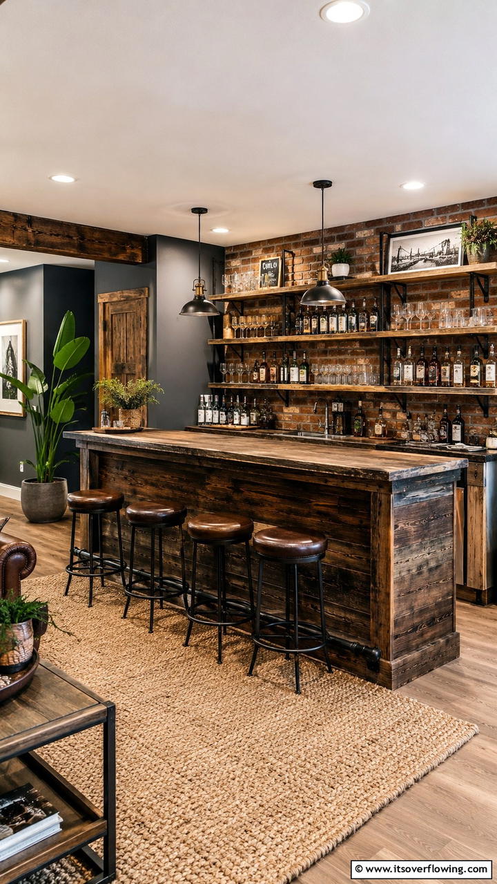 Reclaimed Wood Bar - 30 Budget-Friendly Home Bar Ideas for Entertaining