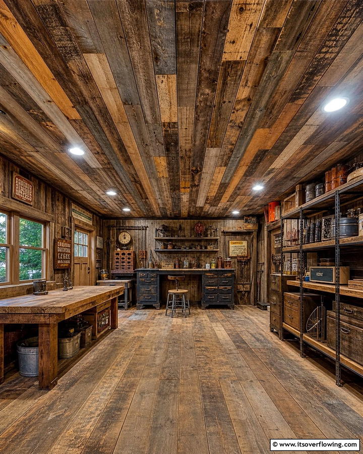 Reclaimed Wood Ceiling - 20 Shed Ceiling Ideas to Maximize Space and Style