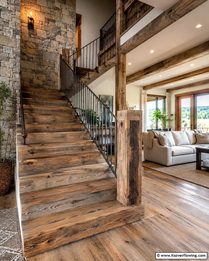 Reclaimed Wood Charm Staircase - 30 Modern Staircase Ideas- Sleek & Architectural Designs