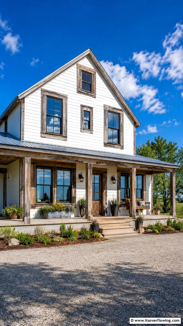 Reclaimed Wood Charm Trim - 30 Exterior Window Trim Ideas to Enhance Curb Appeal