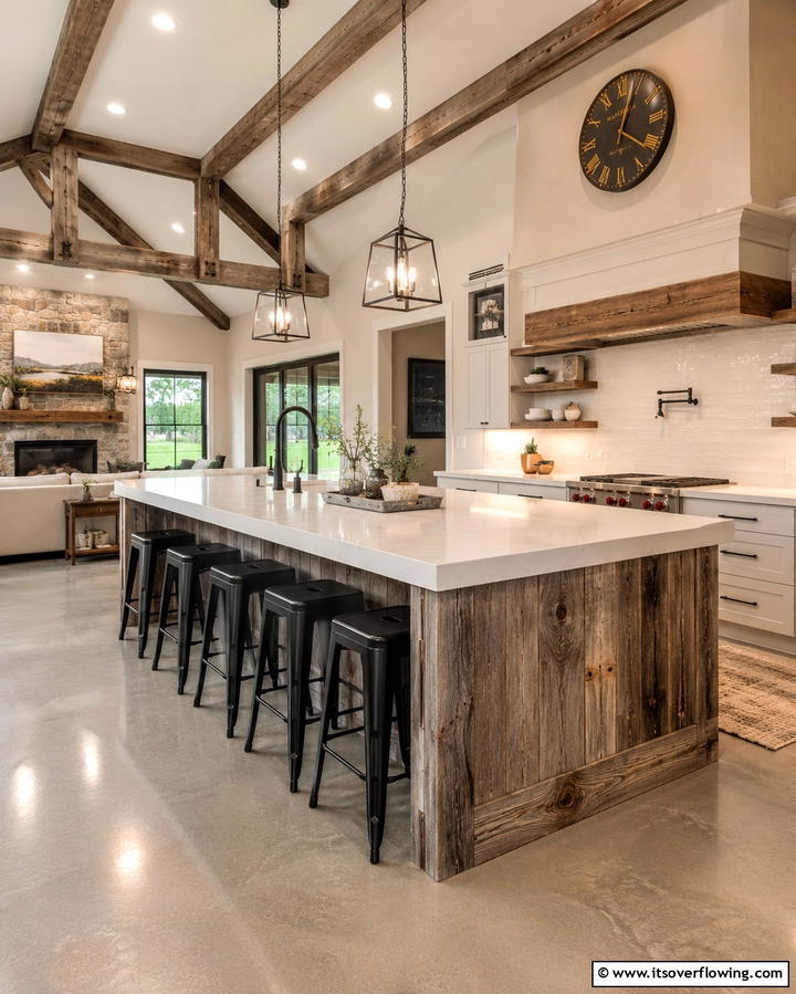 Reclaimed Wood Charm - 25 Rustic Kitchen Island Ideas for a Cozy Cooking Space