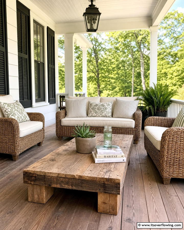 Reclaimed Wood Coffee Table - 30 Rustic Front Porch Ideas for a Welcoming Entryway
