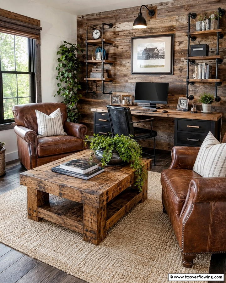 Reclaimed Wood Coffee Table - 30 Rustic Home Office Ideas for a Cozy Workspace