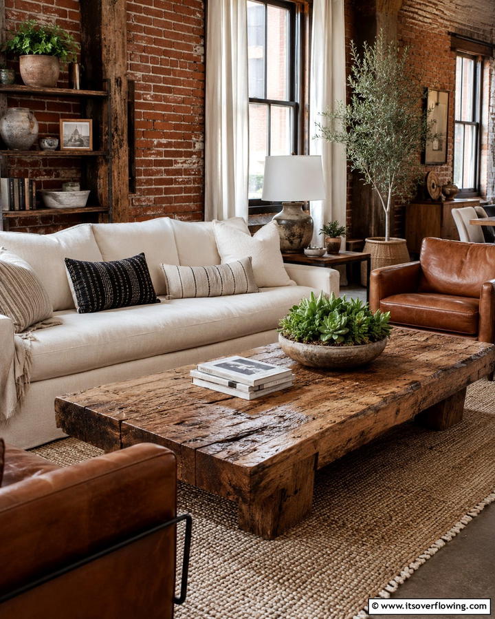 Reclaimed Wood Coffee Table - 30 Small Rustic Living Room Ideas for Cozy Charm