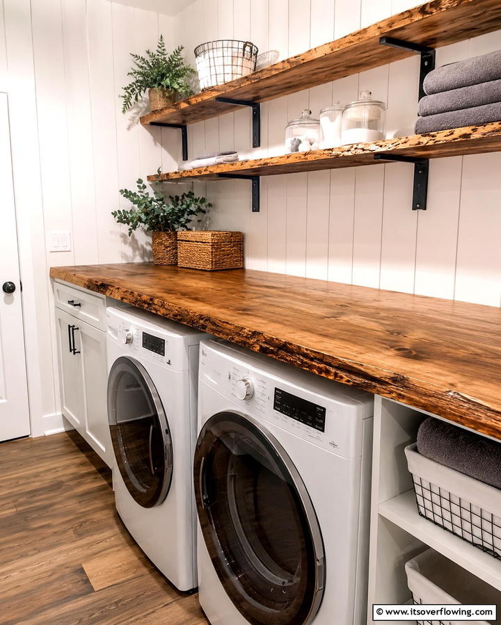 Reclaimed Wood Countertops - 30 Rustic Laundry Room Ideas for Functional Farmhouse Style